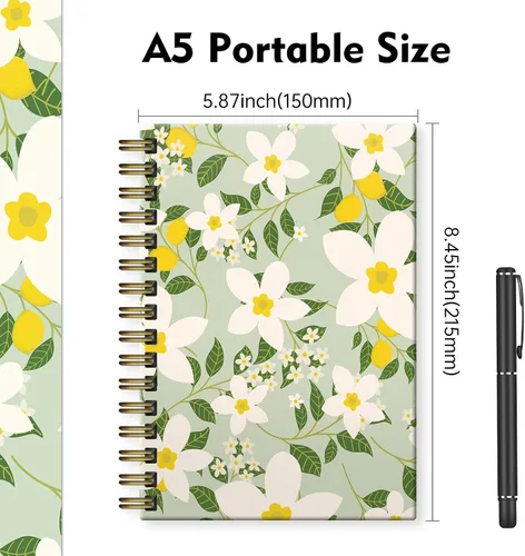 Vista 2 de Cuaderno con espiral, encuadernación fuerte de doble alambre con papel de primera calidad para niñas y mujeres, 60 hojas A5 con rayas