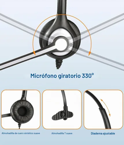 Vista 5 de Wantek Auriculares para teléfono celular con micrófono con cancelación de ruido para portátiles, PC, conector de 0.1 in, control de volumen
