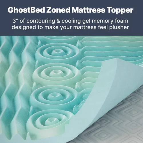 Vista 2 de GhostBed Cubrecolchón de espuma viscoelástica de gel refrescante de 3 pulgadas, funda impermeable, protector y cubrecolchón en uno, tamaño individual