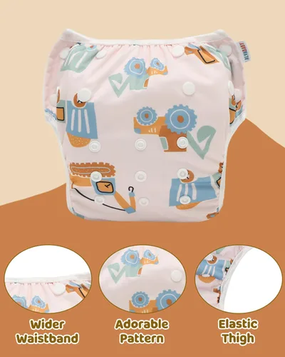 Vista 117 de Alva, Pañales de bebé para nadar, paquete de 2 unidades, talle único, reutilizable, lavable y ajustable de 0 a 36 meses. Tamaño de 10 a 40 lbs