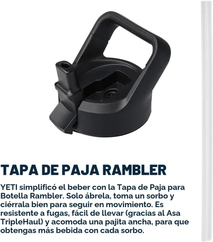 Vista 6 de YETI Rambler Botella de 18 onzas, aislada al vacío, de acero inoxidable con tapa de popote a juego de colores, rojo rescate