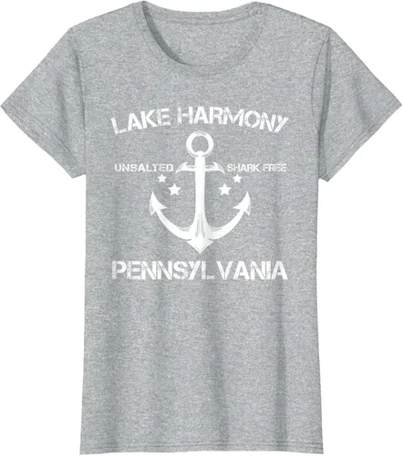 Vista 30 de Playera divertida de Lago Harmony Pennsylvania para acampada o pesca Negro