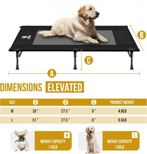 Vista 4 de ONETIGRIS Cama elevada para perros, cama elevada para perros con malla a prueba de mordidas, portátil antideslizante para interiores y exteriores