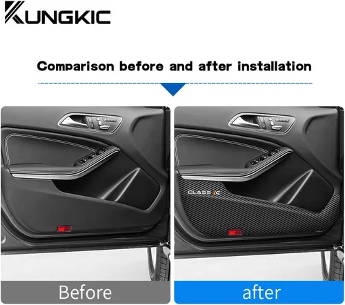 Vista 2 de KUNGKIC Para Benz GLA 2016-2019 - Almohadilla antipatadas para puerta de automóvil, calcomanías protectoras para interiores, accesorios de imitación