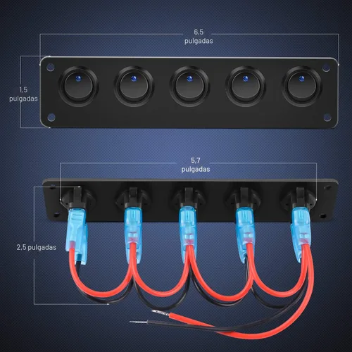 Vista 2 de Nilight Panel interruptor basculante de 5 bandas con 3 pines, resistente al agua, interruptores de palanca de encendido/apagado para automóvil
