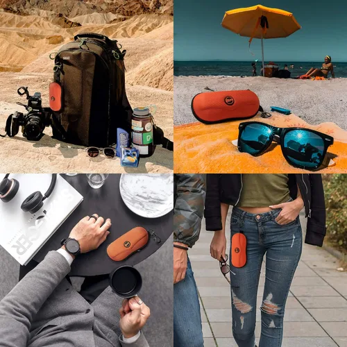 Vista 6 de BLUPOND Funda de gafas de sol semiduro de EVA con gancho de metal para colgar clip de cinturón para almacenamiento de gafas de sol
