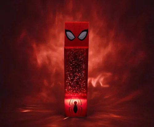 Vista 2 de Lámpara de mesa USB Marvel Spider-Man con luz LED de destellos Lámpara de mesita de noche para dormitorio, escritorio, sala de estar Artículos