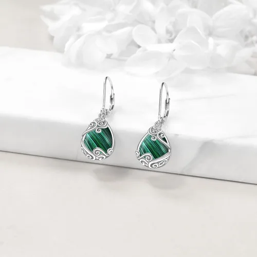 Vista 110 de Aretes colgantes con forma de lágrima de filigrana de piedra lunar de plata de ley 925 con cierre de palanca para mujer, regalos de joyería