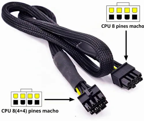 Vista 4 de CPU, 8 pines macho a CPU, 8 (4+4) pines macho EPS-12V, cable adaptador de alimentación para la fuente de alimentación modular EVGA