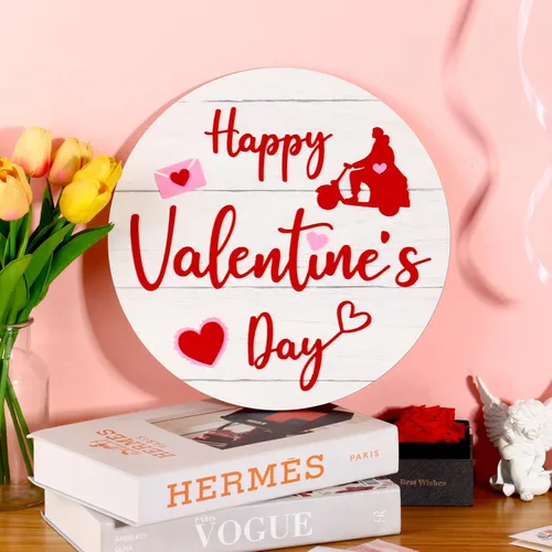 Vista 7 de Letrero de madera 3D de bienvenida para el día de San Valentín, decoración del hogar para porche de granja (estilo rojo y rosa 1)