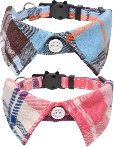 Vista 6 de Juego de 2 collares de gato con corbata de moño y campana para gatito ajustable de seguridad