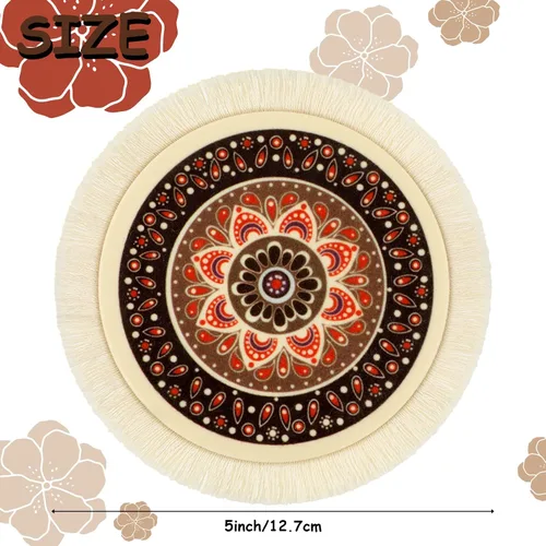 Vista 2 de 4 Piezas Posavasos de Mesa de Alfombra Portavasos de Mesa Diseño Oriental Tela Posavasos de Alfombra Diseño Oriental Tela Alfombras Elegantes
