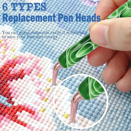 Vista 4 de Heyseri Bolígrafos de arte de diamante, juego de herramientas de 14 piezas, accesorios para bolígrafos de pintura de diamante, puntas de metal