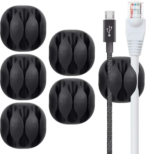 Vista 9 de BEADNOVA Clips para cables, organizador de cables, soporte para cables adhesivos, 1 ranuras para accesorios de carga de automóvil, PC, oficina