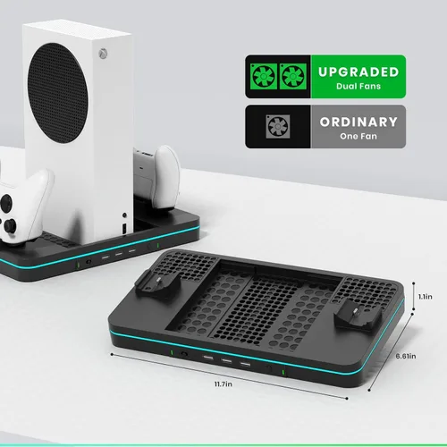 Vista 7 de CODOGOY Soporte de carga con ventilador de refrigeración soporte vertical compatible con consola y controlador Xbox Series XS estación de carga