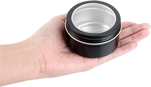 Vista 10 de Restaurantware -RW Base Cajas de almacenamiento de lata de 4 onzas, 100 cajas redondas de lata con tapas, tapas duraderas y transparentes