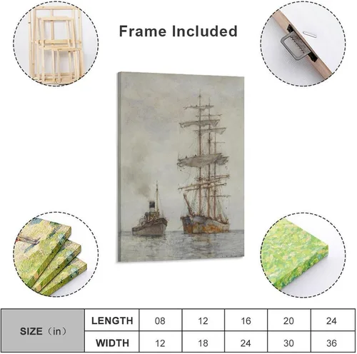 Vista 2 de Towing-Henry Scott Tuke Posters Art Print Wall Photo Paint Poster Hanging Picture Family Bedroom Decor Gift 12x18inch(30x45cm)