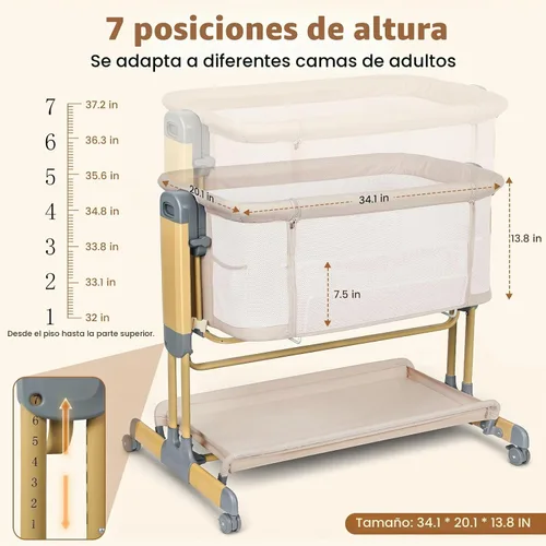 Vista 2 de Ezebaby Cuna mecedora 3 en 1, moisés estable y seguro Beige
