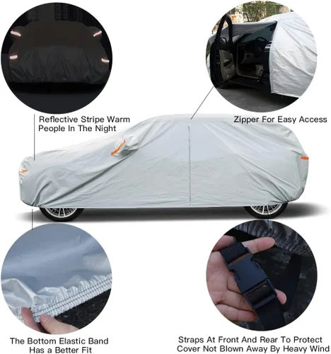 Vista 3 de Kayme Funda de automóvil SUV de 6 capas para Audi Q8 (2018-2024), impermeable para todo tipo de clima, cubierta exterior completa, protección contra