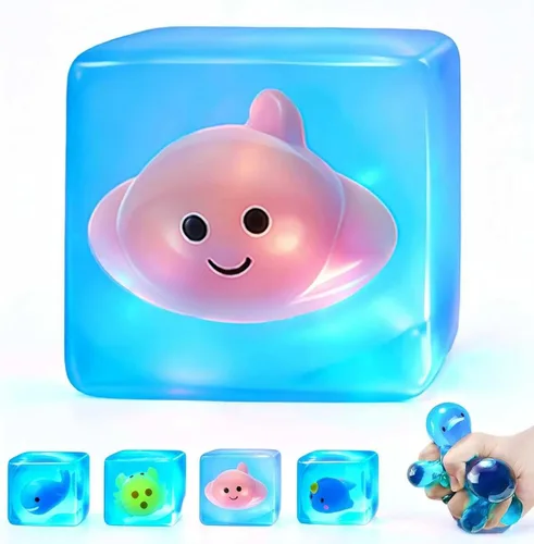 Vista 10 de Bolas de estrés blandas de cubitos de hielo, juguete sensorial de Verde