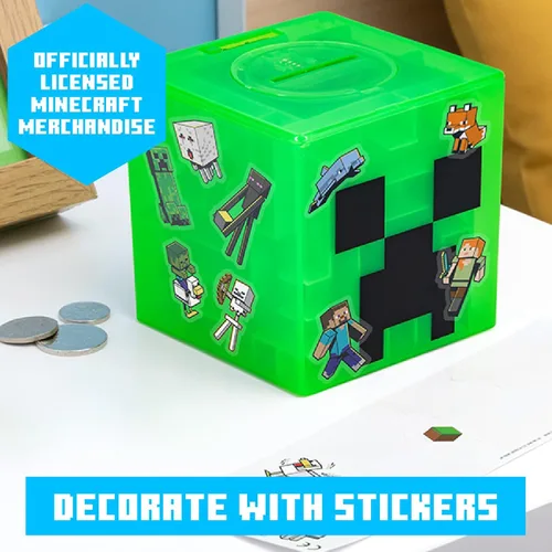 Vista 5 de Paladone Minecraft Creeper Maze Safe, completa el laberinto para desbloquear dinero, divertido juguete coleccionable de bloques de Minecraft