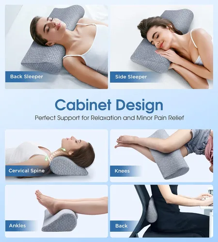 Vista 5 de Demelon Almohadas cervicales para el cuello para aliviar el dolor de dormir, almohada de espuma viscoelástica de alta densidad para soporte