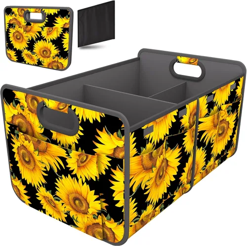 Vista 22 de Homeve Organizador de maletero de coche, organizador plegable de múltiples compartimentos, negro, 2 compartimentos, pequeño