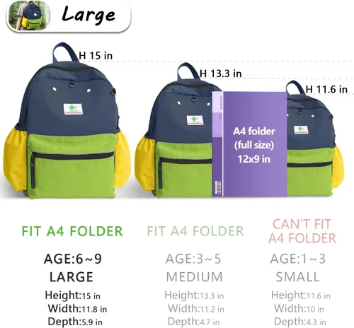 Vista 2 de Mochilas para niños y niñas, mochila para jardín de infantes, escuela primaria, mochila para niños pequeños para la escuela y viajes, Aguacate - L