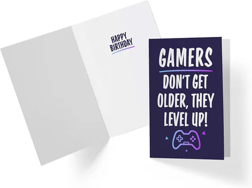 Vista 2 de Tarjeta de cumpleaños para jugadores para hombres y mujeres, tarjeta de feliz cumpleaños individual grande de 5.5 x 8.5 pulgadas para él o ella