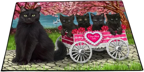 Vista 13 de Doggie of the Day Black Cats Floor Mat - 4th of July Independence Day - Best Dog Doormat - Protector Decor - Unique Portrait Art - Premium Quality