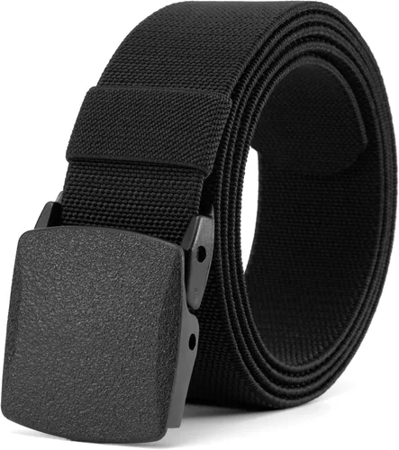 Vista 7 de Cinturón de nylon libre de metal para hombres correa militar extensible web con hebilla de plástico