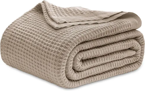 Vista 9 de Bedsure Gentlesoft - Manta de 100 % algodón, tamaño Twin XL, para dormitorio universitario, transpirable y suave, manta Twin de tejido waffle