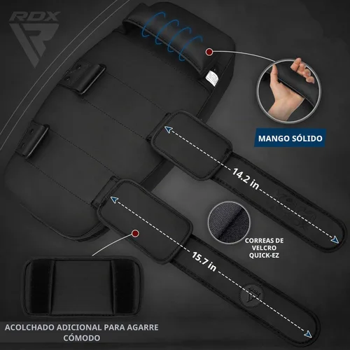 Vista 4 de RDX Almohadillas Tailandesas Curvas Kickboxing Muay Thai con Mango de Agarre Sólido, Cuero de Piel Maya KARA Escudo de Golpes para Rodillas, Codos
