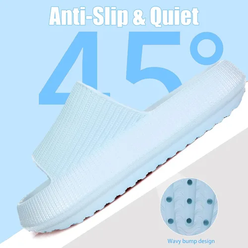 Vista 4 de rosyclo Pantuflas con sensación de nube para mujeres y hombres, pantuflas acolchadas para la ducha, sandalias de baño, máxima comodidad, ligeras