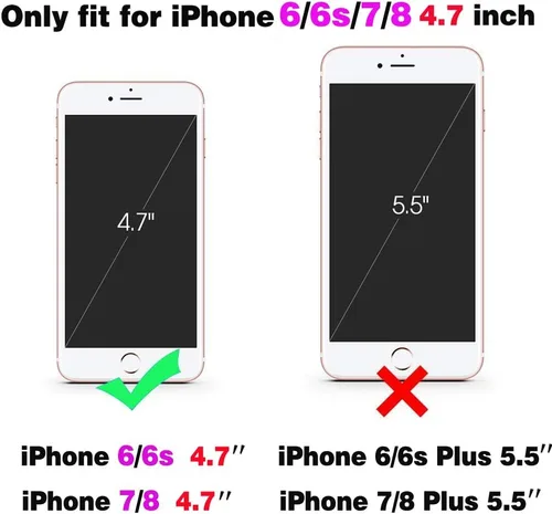 Vista 2 de Asuwish Funda de teléfono para iPhone 6/6s/7/8/SE 2020 2022 con protector de pantalla y soporte para tarjetas con cremallera, soporte de cuero i Six