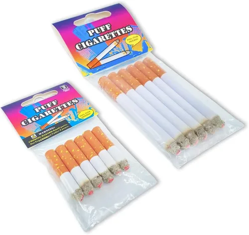 Vista 2 de Cigarrillos falsos de hojaldre que hacen humo, 6 cigarrillos y 6 medios cigarrillos y 1 cigarros, cigarrillos de imitación con un aspecto realista