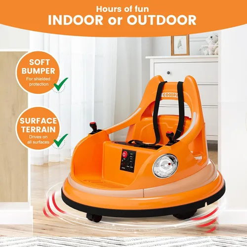 Vista 6 de 12V niños parachoques coche paseo en juguete con control remoto 360 Spin Naranja