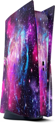 Vista 2 de Bright Trippy Space - Kit de calcomanías de cuerpo completo compatible con la consola Sony Playstation 5 (unidad de disco) + controlador