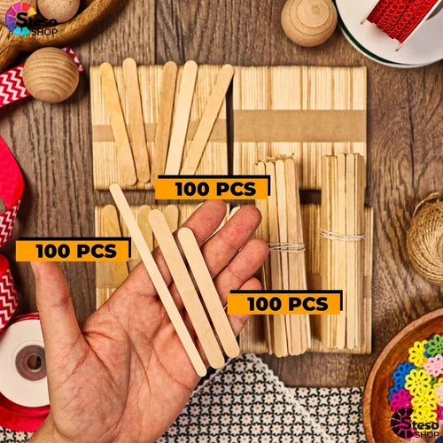 Vista 4 de Palitos de paletas para manualidades, 300 piezas, calidad premium, paletas gigantes a granel, varios tamaños, varios tamaños, varios mini, grandes