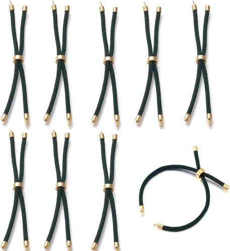 Vista 39 de 10 piezas de pulseras de cordón trenzado de nylon para hacer pulseras deslizantes ajustables con accesorios de latón dorado para accesorios de Negro