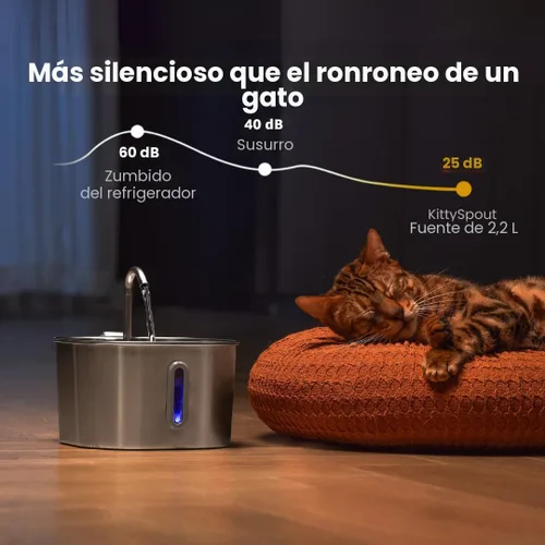 Vista 3 de KittySpout Fuente de Agua para Gatos de Acero Inoxidable Fuente de Beber Automática, Cuenco de Agua Circulante Silencioso, Apto para Lavavajillas