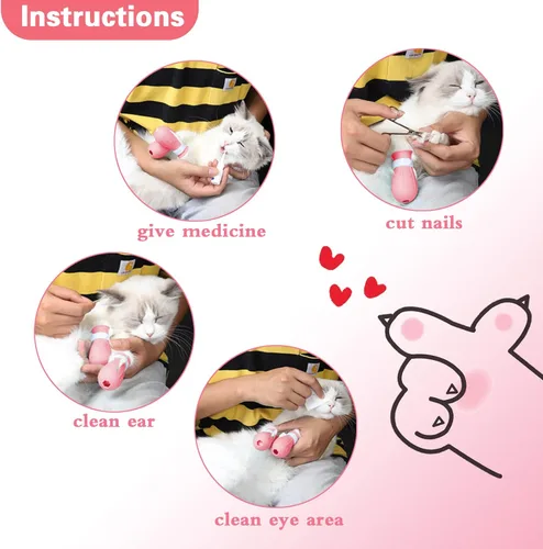 Vista 3 de 4 botas de gato solo para gatos, protectores de patas, zapatos para heridas de patas, botas de silicona antiarañazos para baño, cortaúñas, limpieza