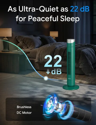 Vista 35 de ZAFRO Ventilador de torre inteligente para dormitorio, ventilador de torre oscilante de 120°, 28 pies/s de alta velocidad, 12 velocidades, 4 modos