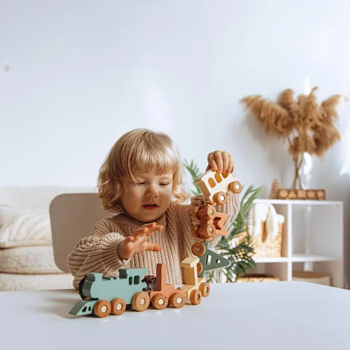 Vista 9 de BUSY PUZZLE Tren de madera personalizado del alfabeto con nombre y letras de nombre, juguetes educativos únicos, regalo de Pascua