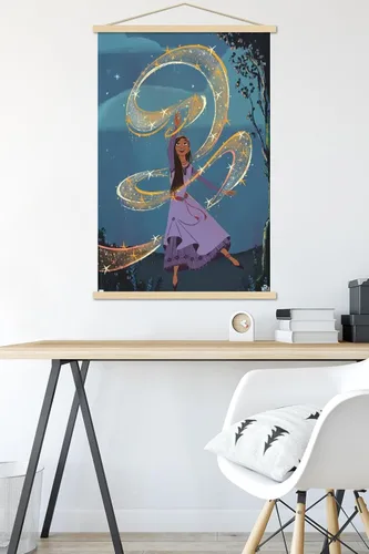 Vista 5 de Trends International Disney Wish - Póster de collage de 6 (Asha), póster de pared, 22.37 x 34.00 pulgadas, paquete de impresión premium y colgador
