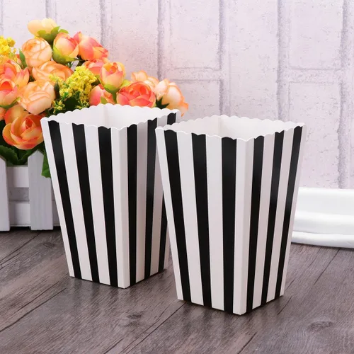 Vista 8 de TOYMYTOY Cajas de palomitas de maíz, recipientes de cartón para palomitas de maíz para recuerdos de fiesta, 24 piezas (negro)