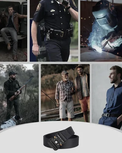 Vista 6 de FAIRWIN Cinturón Táctico, Estilo Militar Webbing Riggers Web Gun Belt con Hebilla de Metal de Liberación Rápida de Servicio Pesado