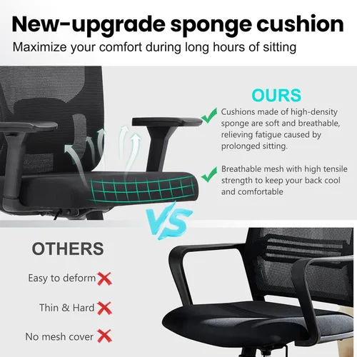 Vista 3 de Monhey Silla de oficina negra, silla de oficina ergonómica, silla de escritorio de oficina en casa para personas grandes y altas, silla