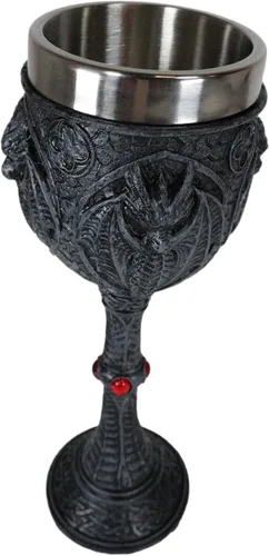 Vista 6 de Ebros Gift Antigua Guarida gótica de los dragones Tumbas de mazmorras de hueso arcaico, copa de cáliz de copa de cáliz de copa de 6 onzas con elixir