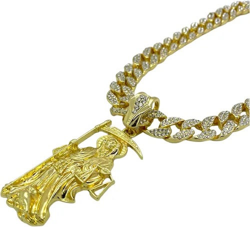 Vista 6 de Shiny Jewelers USA CAJA DE COLGANTE CUBANA CUBANA CUBANA PARA HOMBRE SANTA MUERTE NUESTRA SEÑORA DE LA SANTA MUERTE